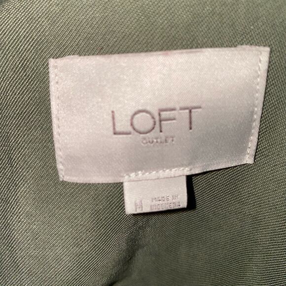 LOFT Olive Green Belted Notch Collar Long Sleeve Jacket Women’s Size Medium - Picture 8 of 8